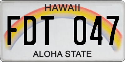 HI license plate FDT047