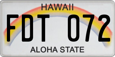 HI license plate FDT072