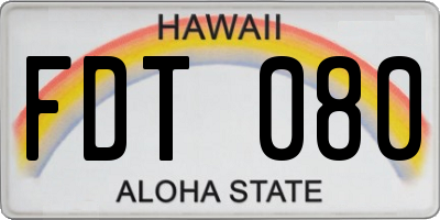 HI license plate FDT080