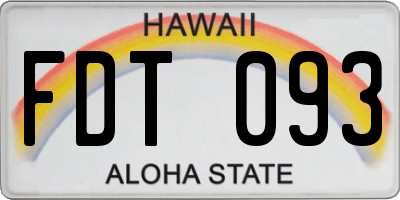 HI license plate FDT093