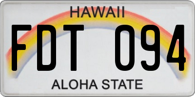 HI license plate FDT094