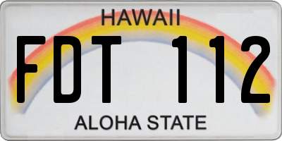 HI license plate FDT112