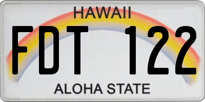 HI license plate FDT122