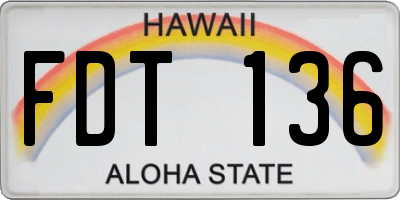 HI license plate FDT136