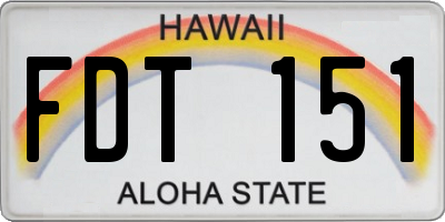 HI license plate FDT151