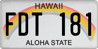 HI license plate FDT181