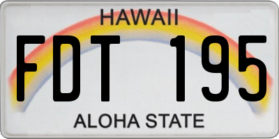 HI license plate FDT195