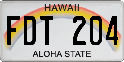 HI license plate FDT204