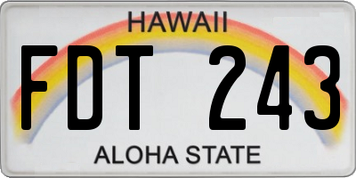 HI license plate FDT243