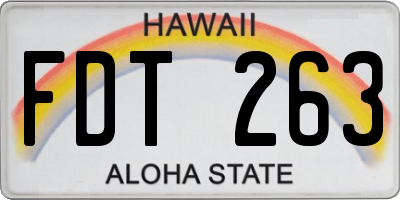 HI license plate FDT263