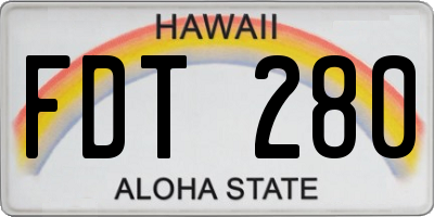 HI license plate FDT280