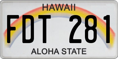 HI license plate FDT281