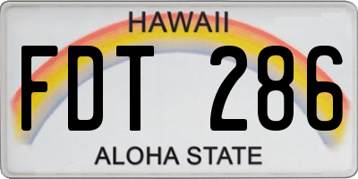 HI license plate FDT286