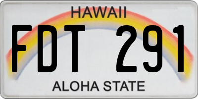HI license plate FDT291