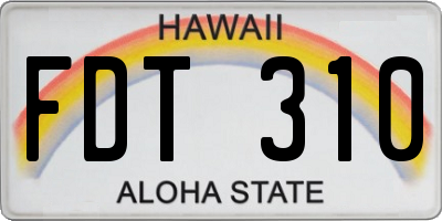 HI license plate FDT310
