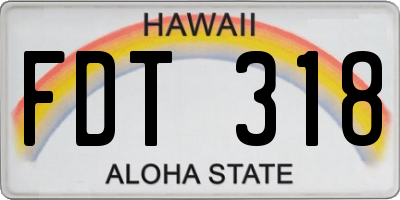 HI license plate FDT318