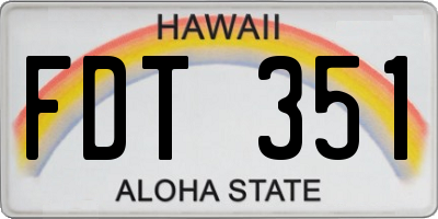 HI license plate FDT351