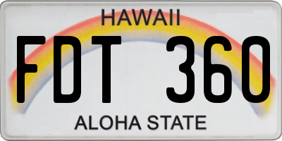 HI license plate FDT360