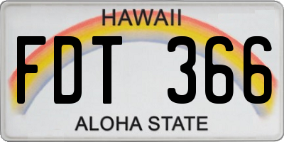 HI license plate FDT366