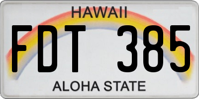 HI license plate FDT385