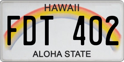 HI license plate FDT402