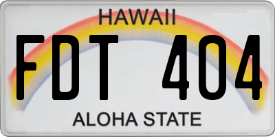 HI license plate FDT404