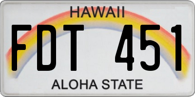 HI license plate FDT451