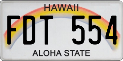 HI license plate FDT554