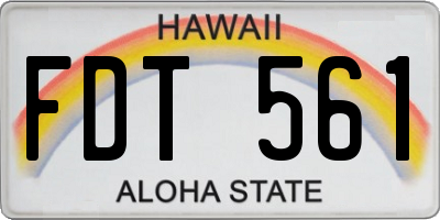 HI license plate FDT561