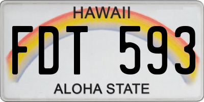 HI license plate FDT593