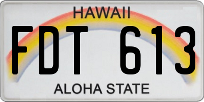 HI license plate FDT613
