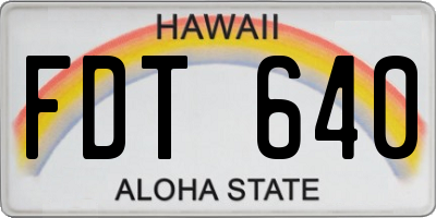 HI license plate FDT640