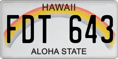 HI license plate FDT643