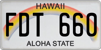 HI license plate FDT660
