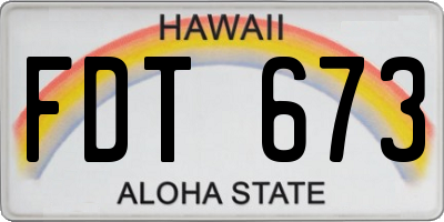 HI license plate FDT673