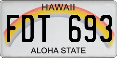 HI license plate FDT693