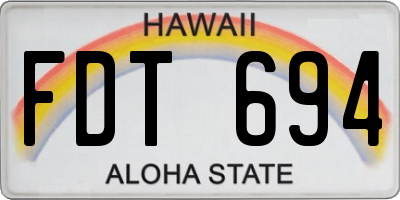 HI license plate FDT694