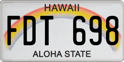 HI license plate FDT698