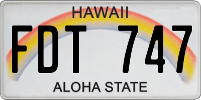 HI license plate FDT747
