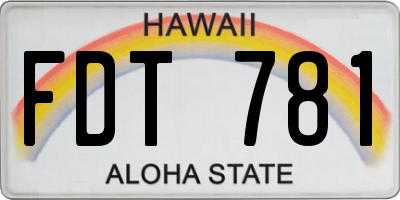 HI license plate FDT781