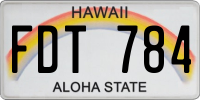 HI license plate FDT784