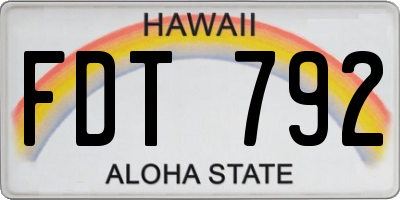 HI license plate FDT792