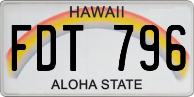 HI license plate FDT796