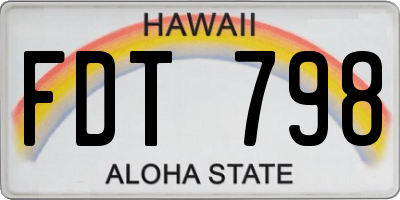 HI license plate FDT798