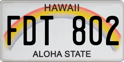 HI license plate FDT802