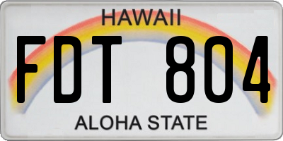 HI license plate FDT804