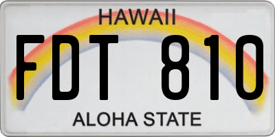 HI license plate FDT810