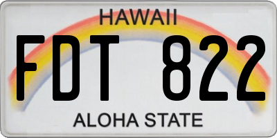 HI license plate FDT822