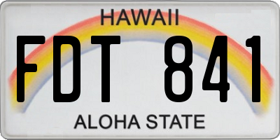 HI license plate FDT841