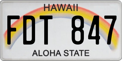 HI license plate FDT847